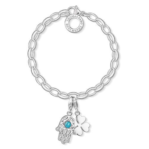 THOMAS SABO Charm-Armband Fatimas Hand 925er Sterlingsilber; 750er Gelbgold Und Rosgold Vergoldung, Silber, M
