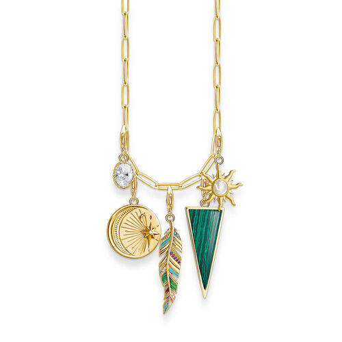 THOMAS SABO Charm-Halskette Mit Anhnger 925er Sterlingsilber; 750er Gelbgold Vergoldung, Gold, L70