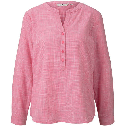 Tom Tailor Casual Bluse, Poplin, Henley-Ausschnitt, Knopfleiste, Fr Damen, 21174 CHARMING PI, 42, 42