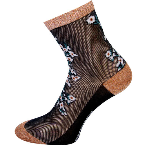 Marcmarcs Socken, Blumen-Muster, Fr Damen, 6990 BLACK, 35/38, Schwarz, 35/38