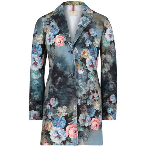 AMBER & JUNE Kurzmantel, Print, Reverskragen, Fr Damen, 8882 Blue/petrol, 38, 38