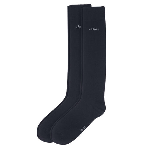 S.Oliver Kniestrmpfe, 2er-Pack, Baumwolle, Uni, 5999 Marin, 35-38