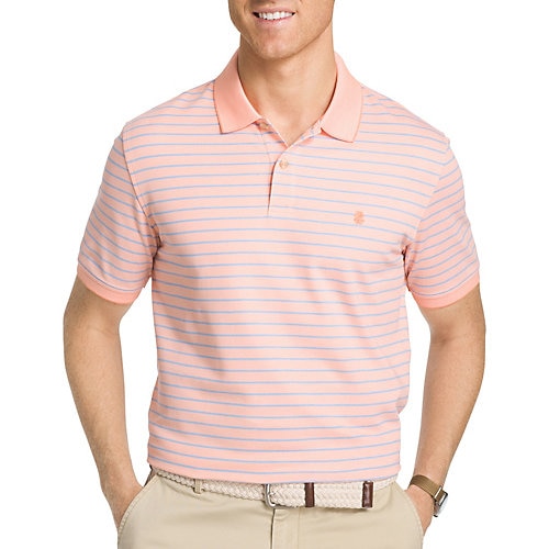 IZOD Mens Advantage Feeder Stripe Polo Shirt-X-Large,SOUR ORANGE