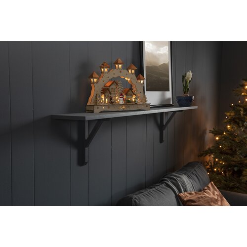 Konstsmide 3251-100 Holz-Figur Brcke LED Natur Whlbare Energieversorgung, Mit Schalter