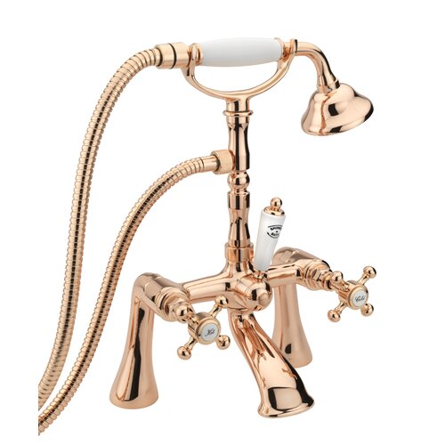 Allora Deck Mounted Bath Shower Mixer Tre Mercati Finish: Rose Gold