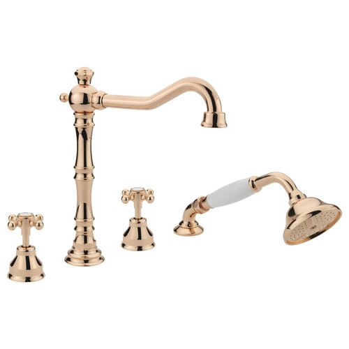 Allora Deck Mounted Bath Shower Mixer Tre Mercati Finish: Rose Gold
