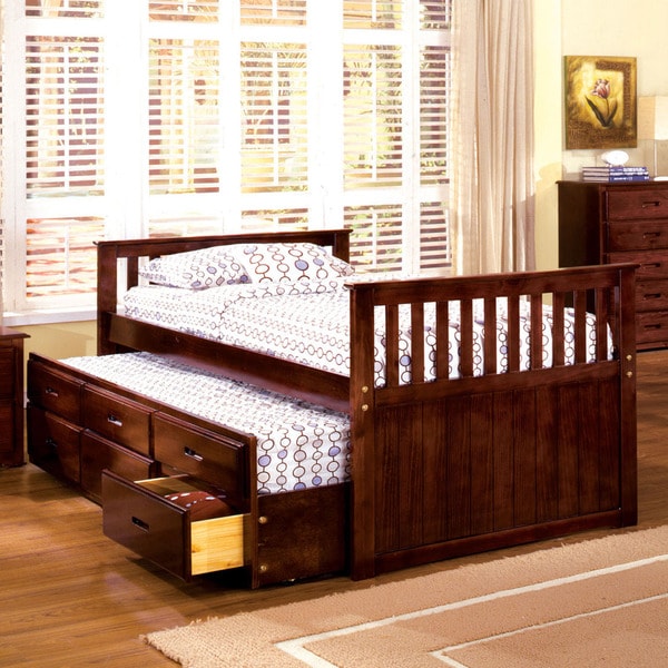 Furniture of America Lays Cherry 2-piece Bed with Trundle Set