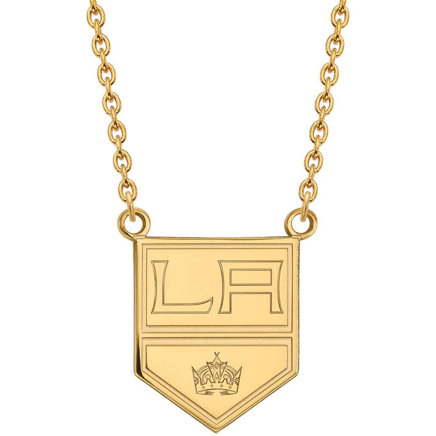LogoArt Sterling Silver with Gold-plated NHL Los Angeles Kings Large Pend with Necklace