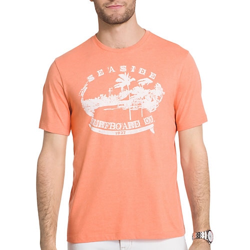 IZOD Mens Nautical Seaside Surfboard T-Shirt-Small,SOUR ORANGE