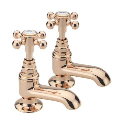 Allora Deck Mounted Pillar Taps Tre Mercati Finish: Rose Gold