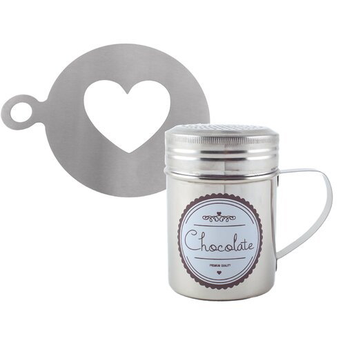 La Cafetire 2 Piece Cocoa Shaker and Stencil Gift Set La Cafetire