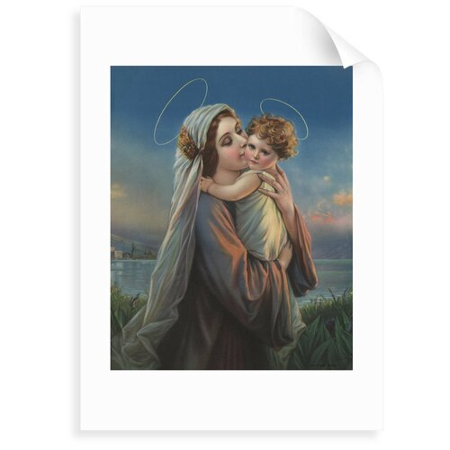 'Calendar Illustration of Virgin Mary Holding Baby Jesus Canvas' Graphic Art Astoria Grand Format: Unframed Paper, Size: 100 Cm H X 70 Cm W X 0.2 Cm D