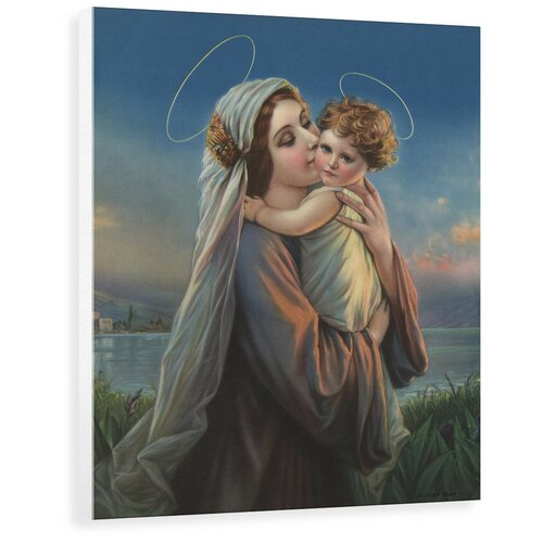 'Calendar Illustration of Virgin Mary Holding Baby Jesus Canvas' Graphic Art Astoria Grand Format: Wrapped Canvas, Size: 80 Cm H X 63.8 Cm W X 3.8 Cm