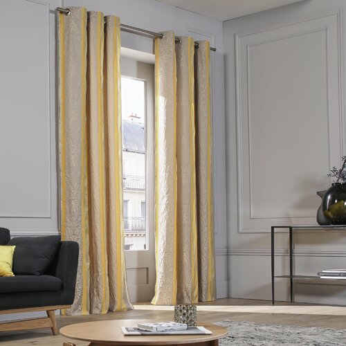 Chenonceau Eyelet Semi-Sheer Curtain Madura Size per Panel: 350 W X 274 D Cm, Colour: Pale Yellow