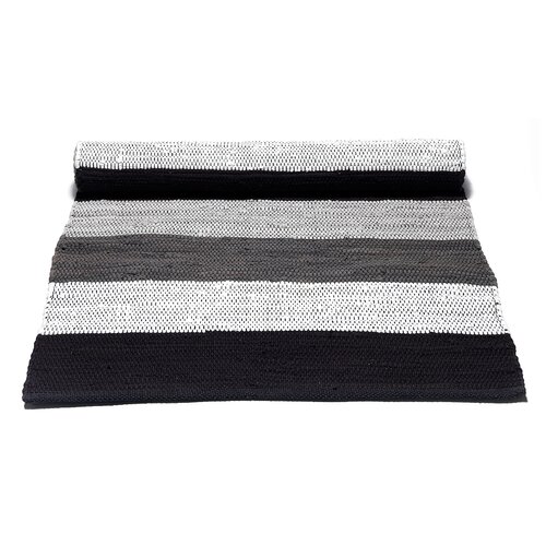 Handwoven Cotton Black/White Area Rug Rug Solid Rug Size: Rectangle 60 X 90cm