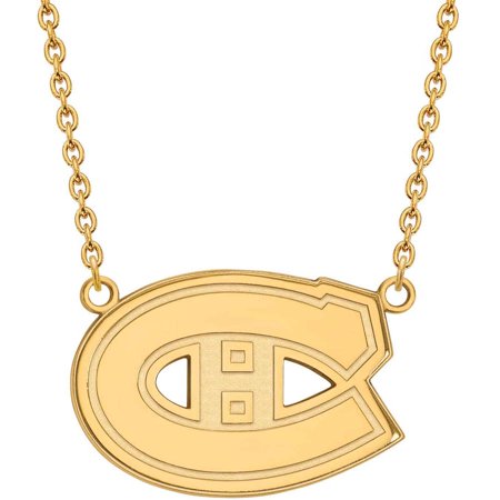 LogoArt Sterling Silver with Gold-plated NHL Montreal Canadiens Large Pend with Necklace