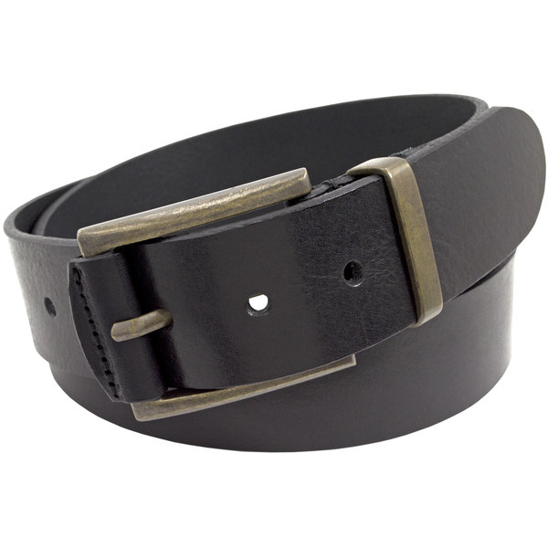 Florsheim Full Grain Black Italian Leather 40mm Belt with Polished Antique Brass Buckle