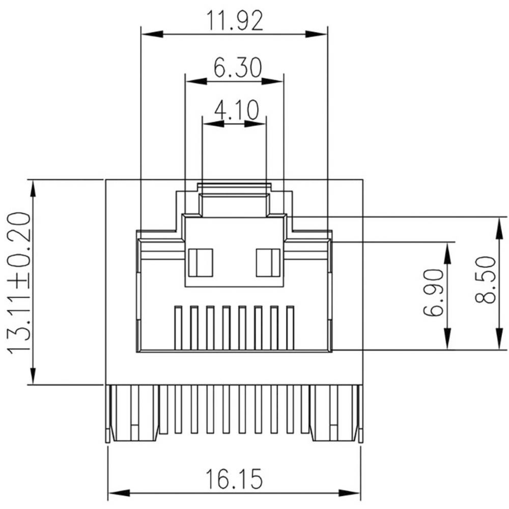 WeidmÃ¼ller RJ45C5E R1U 2.8N4N RL 2638490000 Buchse Polzahl 8 Schwarz, Cyan 200 St.