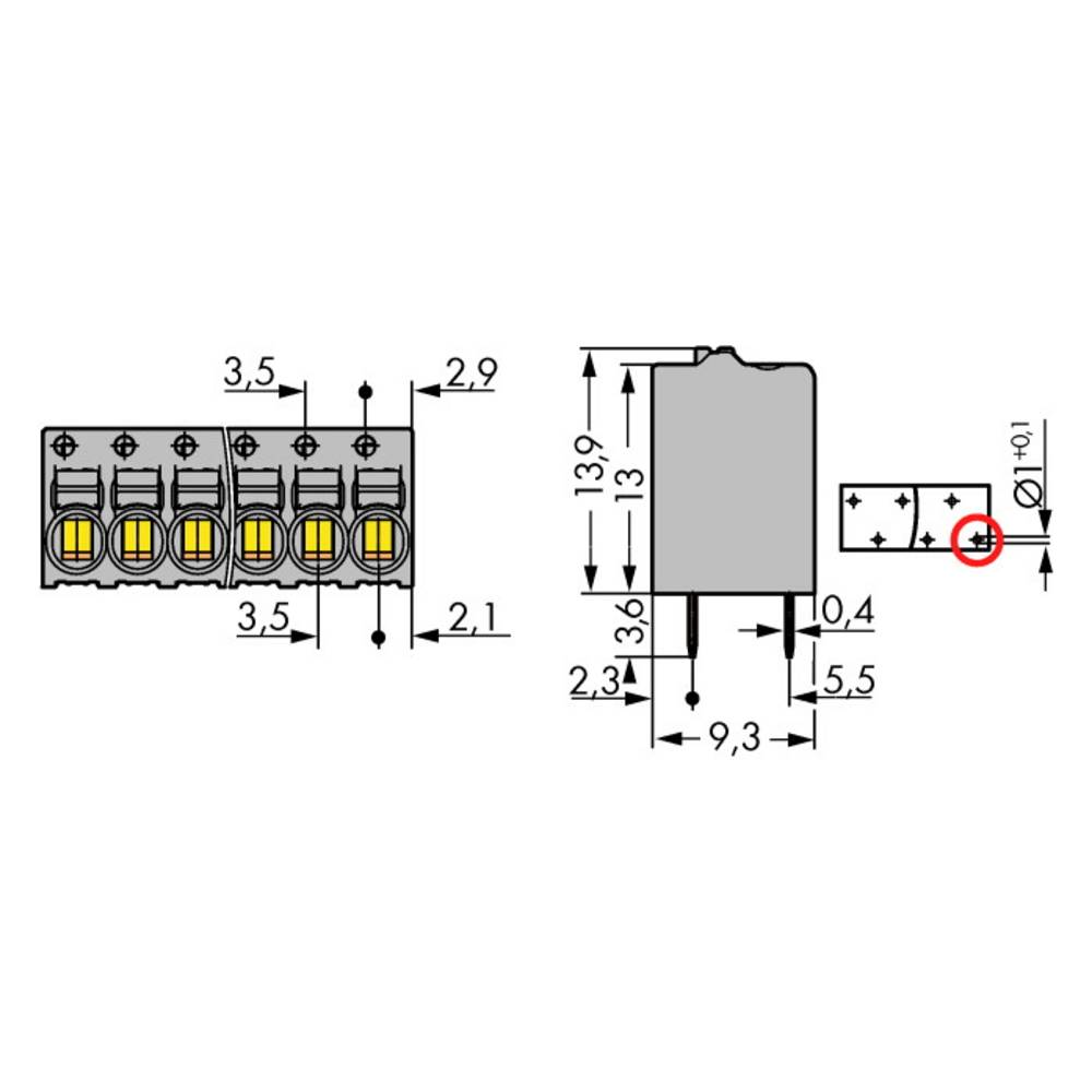 WAGO 2081-1128 Federkraftklemmblock 1 MmÂ² Polzahl (num) 8 Grau 90 St.