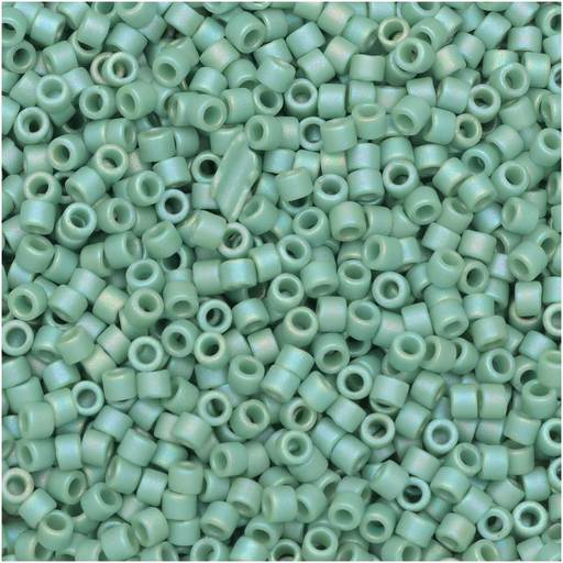 Miyuki Delica Seed Beads, 11/0 Size, 50 Gram Bulk Bag, #2313 Frosted Opaque Glazed Rainbow Celadon Green
