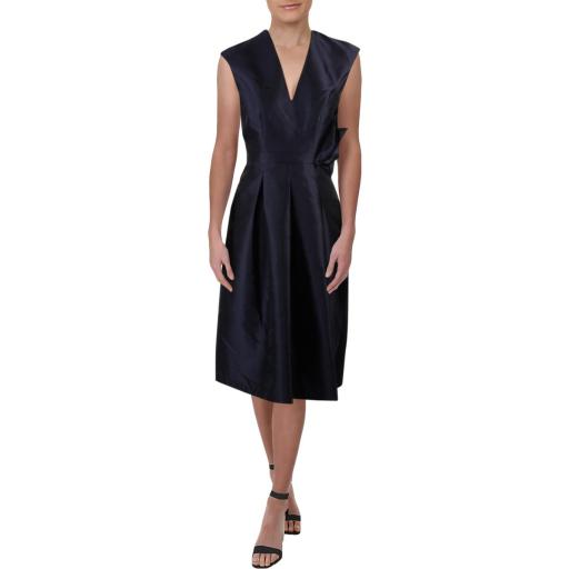 Kay Unger Women's Dress Navy Blue Size 6 a-Line Pleated V Neck 6678-0447-P - 6