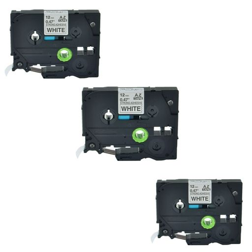 3PK TZe S231 TZ-S231 TZS231 Black on White Label Tape for Brother PT-1010R 1/2'