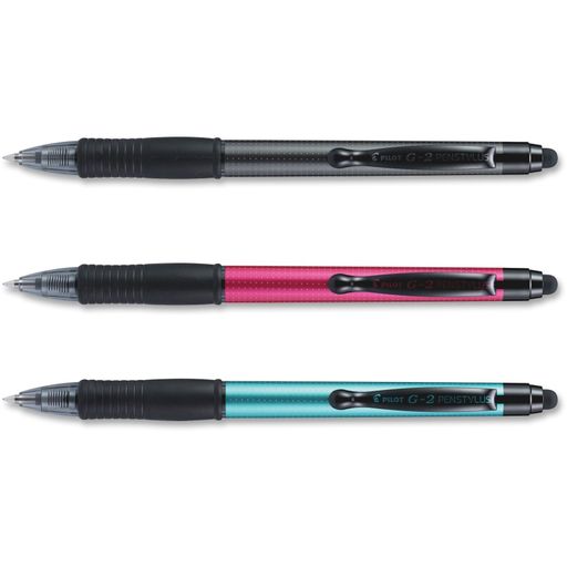 Pilot G2 PenStylus Black Ink 0.7 Mm Gel Assorted Barrel Colors 3/Pack 34312
