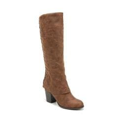 Women's Fergalicious Tootsie Wide Calf Boot Cognac Oiled Fabric