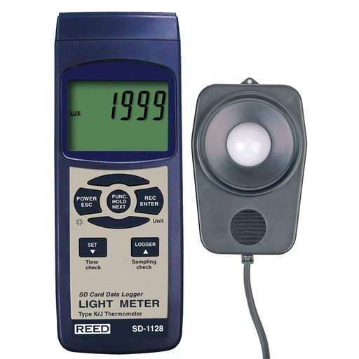 REED Instruments SD-1128 SD Series Light Meter, Datalogger, 100,000 Lux / 10,000 Foot Candles (Fc), W/ Temperature
