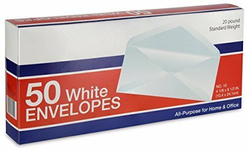 5PK WHT All-Purpose Envelopes #10 Business Size 4-1/8 X 9.5