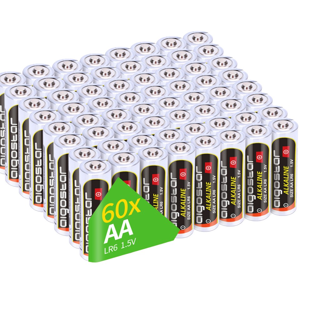 Aigostar Batterie AA Alkaline Batterien LR6 1.5V, 60 Stück