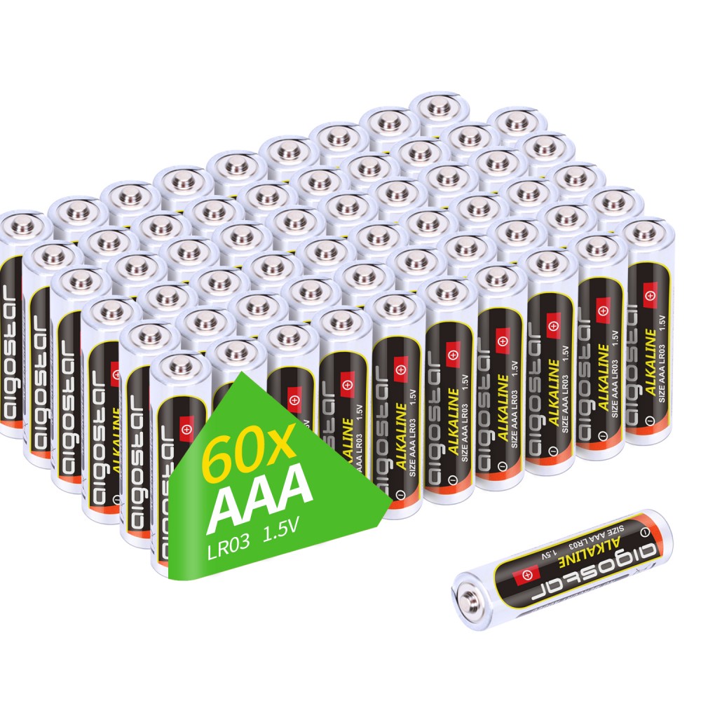 Aigostar Batterie AAA Alkaline Batterien Lr03 1.5V, 60 Stück