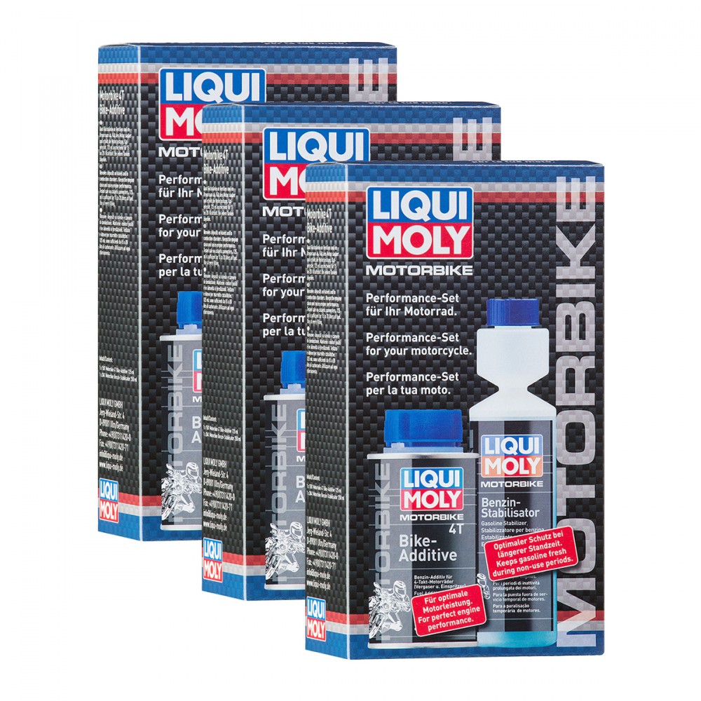 3x Liqui Moly 3034 Motorbike Performance Set Additiv Motorrad Stabilisator 4T 1L