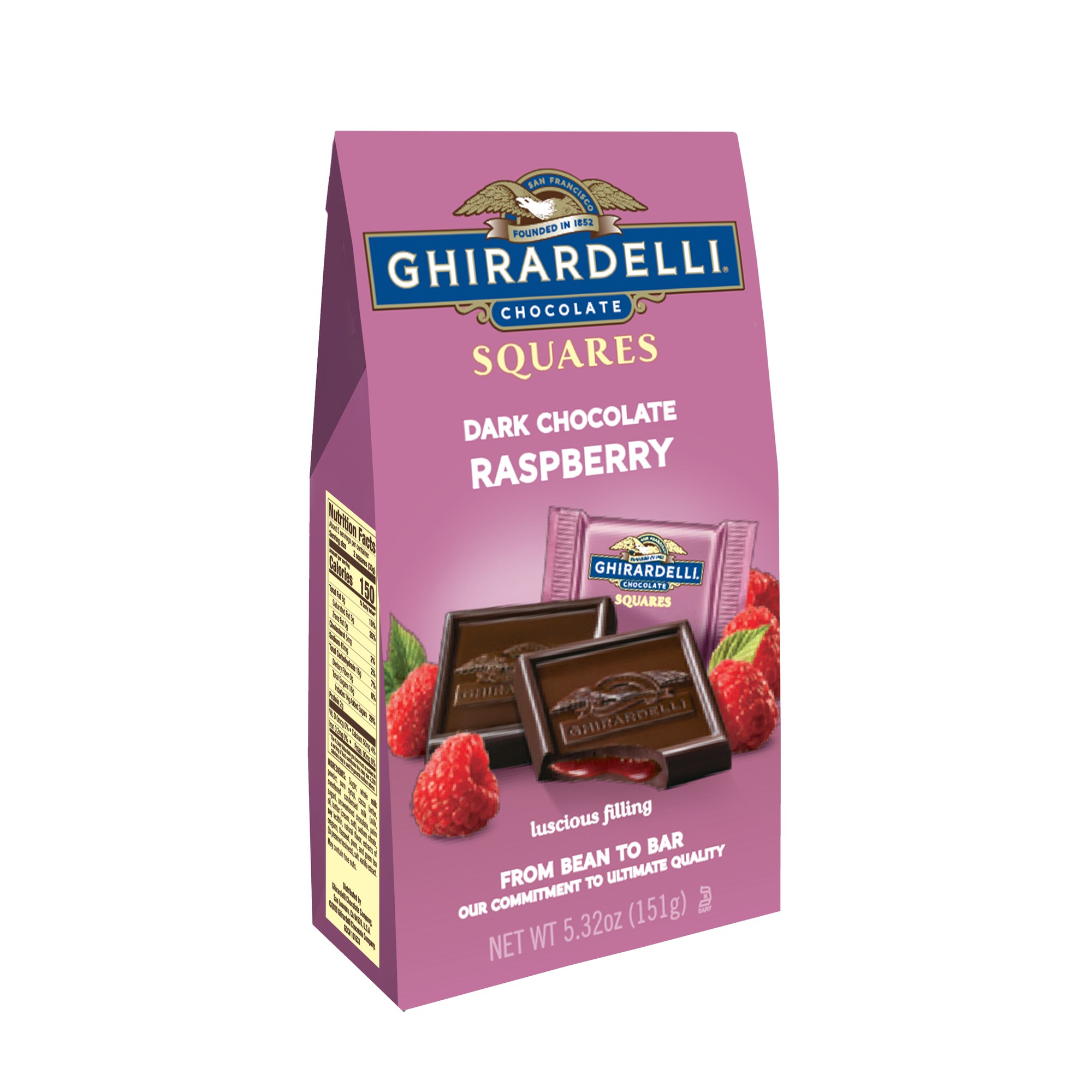 Ghirardelli Dark Chocolate Candy SQUARES with Raspberry Filling - 5.32oz