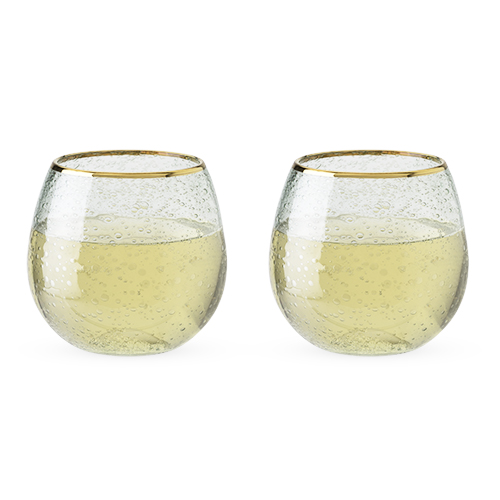 Garden Party: Gold Rim Bubble Wine Glass Set