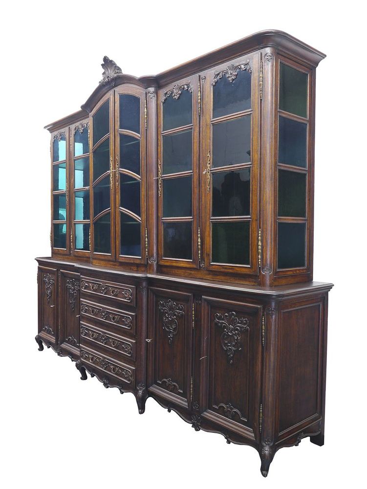 Bücherschrank Antik Louis Philippe Um 1870 Eiche B: 300 Cm (9734)