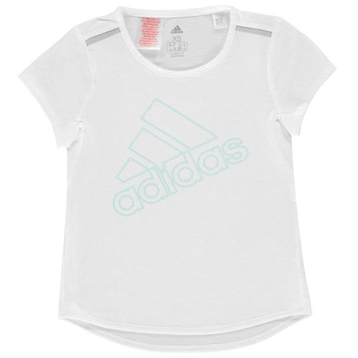 Adidas TR Brand T Shirt Junior Girls - White/Mint