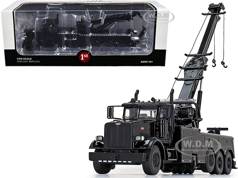 50-3439 Peterbilt 367 Century 1060S Wrecker Tow Black 1 by 50 Diecast Model Truck