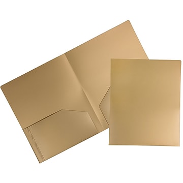 JAM Paper 2-Pocket Heavy Duty Plastic Folders Gold 108/Pack (383Hgob) 383HGOB