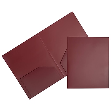 JAM Paper 2-Pocket Heavy Duty Folders, Burgundy, 108/Pack (383Hbgb), Plastic | Quill