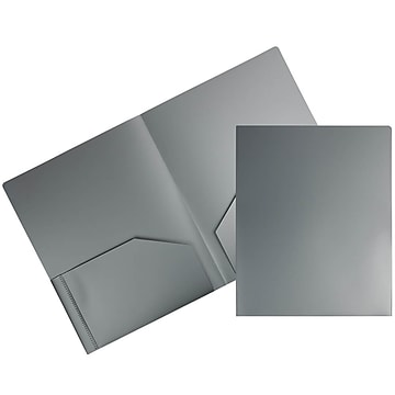 JAM Paper 2-Pocket Heavy Duty Plastic Folders Silver 108/Pack (383Hsib) 383HSIB
