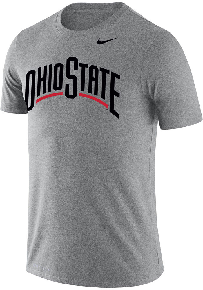 Nike Ohio State Buckeyes Grey Word Short Sleeve T Shirt, Grey, 65% COTTON / 35% POLYESTER, Size XL