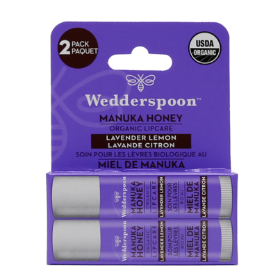 Wedderspoon Organic Manuka Lip Balm Lavender Lemon Two Pack