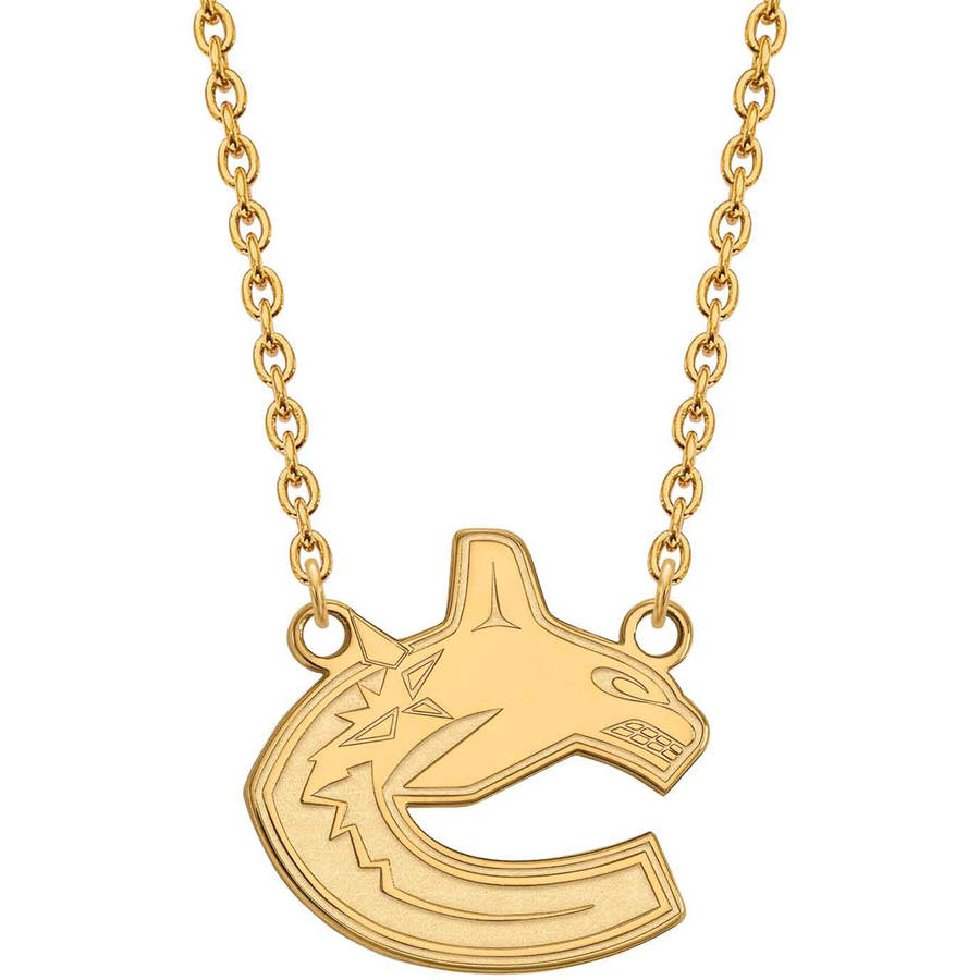 LogoArt Sterling Silver with Gold-plated NHL Vancouver Canucks Large Pend with Necklace