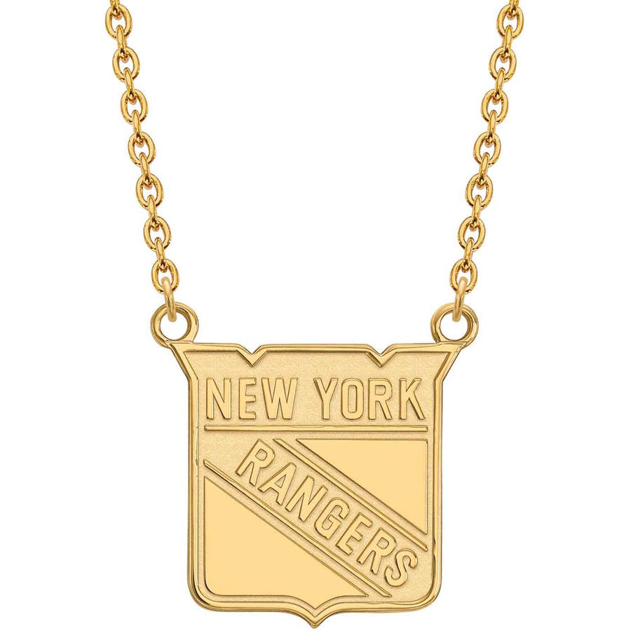 LogoArt Sterling Silver with Gold-plated NHL New York Rangers Large Pend with Necklace
