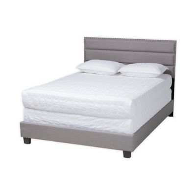 Baxton Studio Jocelyn Queen Upholstered Panel Bed in Grey/Black