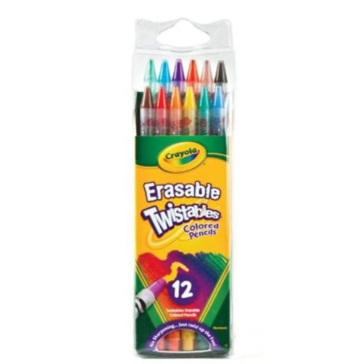 Crayola Twistables Erasable Colored Pencils, Assorted Colors (12-Pack)