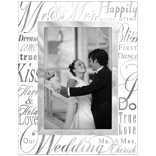Malden Mr. & Mrs. Metallic Glass Frame - 6x4 6x4, Silver