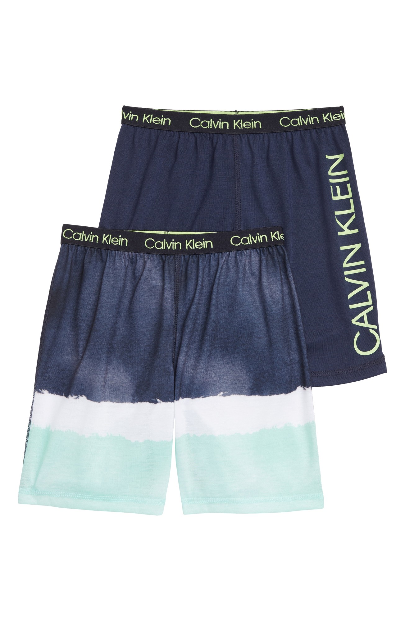 Boy's Calvin Klein 2-Pack Knit Pajama Shorts, Size XS - Blue