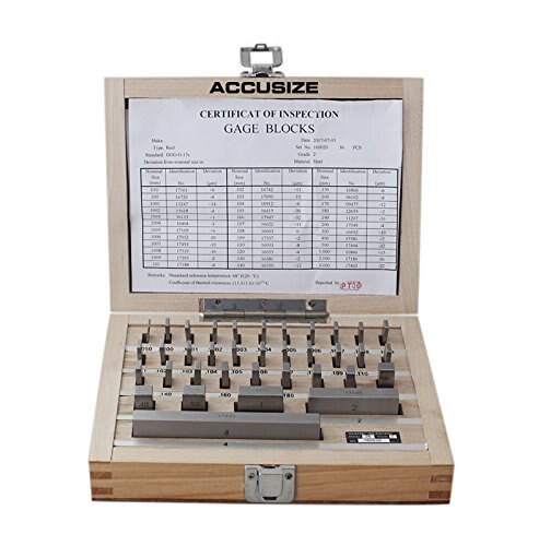 Accusize Industrial Tools 36 Pc Steel Gage Block Set, Grade as-2 Asme B89.1.9-2002, with Mfg Certificate, 0036-6001